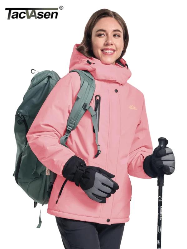TACVASEN Winter Fleece Lined Hooded Parka Jacket Womens Ski Snowboard Warm Coats Waterproof 5 Zipper Pockets Windbreaker Outwear - AliExpress 200000345 - Image 4