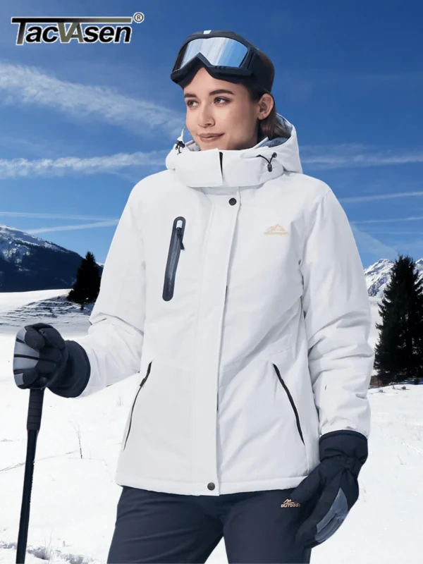TACVASEN Winter Fleece Lined Hooded Parka Jacket Womens Ski Snowboard Warm Coats Waterproof 5 Zipper Pockets Windbreaker Outwear - AliExpress 200000345 - Image 5