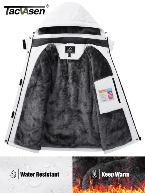 TACVASEN Winter Fleece Lined Hooded Parka Jacket Womens Ski Snowboard Warm Coats Waterproof 5 Zipper Pockets Windbreaker Outwear - AliExpress 200000345 - Image 2