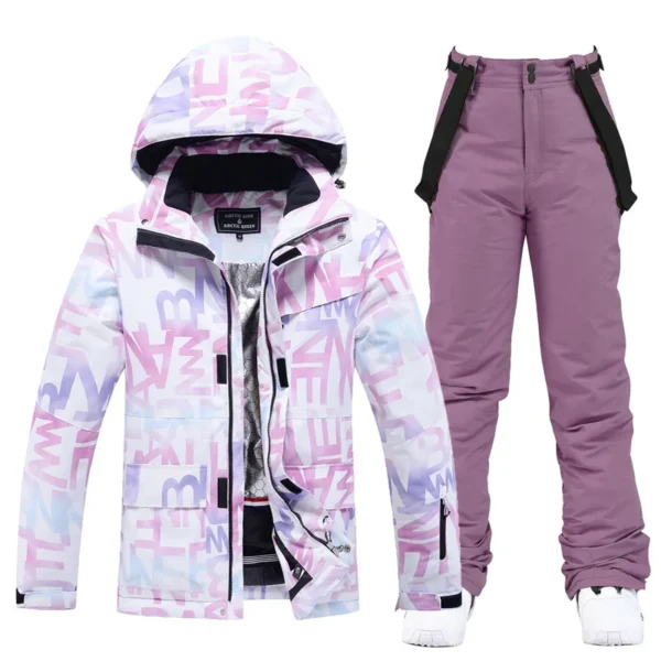 2024 New Fashion Letter Women Ski Suit Winter Windproof Waterproof Snowboard Jacket Pants Snow Walking Clothes Female Snowsuit - AliExpress 18