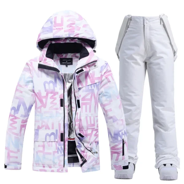 2024 New Fashion Letter Women Ski Suit Winter Windproof Waterproof Snowboard Jacket Pants Snow Walking Clothes Female Snowsuit - AliExpress 18 - Image 3